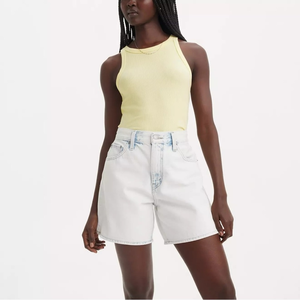 Levi’s Focus on the Present High Rise Baggy Bleached Light Washed Denim Shorts